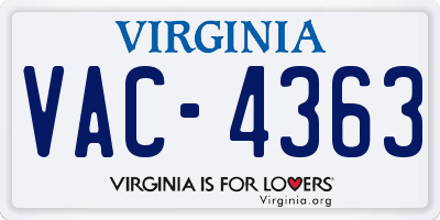 VA license plate VAC4363