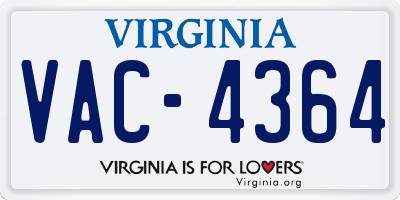 VA license plate VAC4364