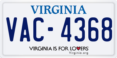 VA license plate VAC4368