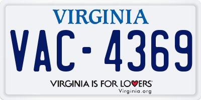 VA license plate VAC4369