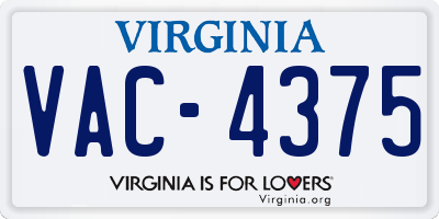 VA license plate VAC4375