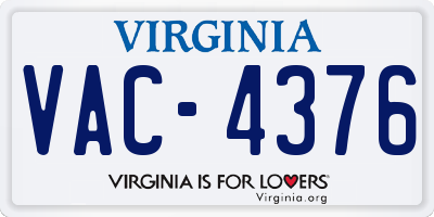 VA license plate VAC4376