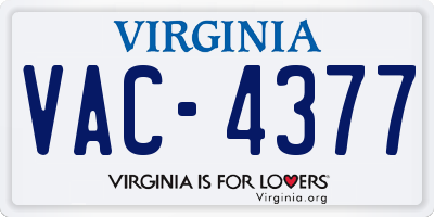 VA license plate VAC4377