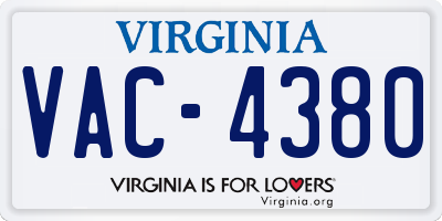 VA license plate VAC4380