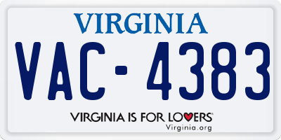 VA license plate VAC4383