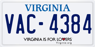 VA license plate VAC4384