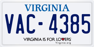 VA license plate VAC4385