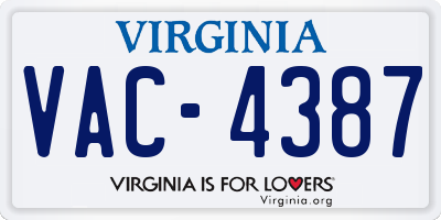 VA license plate VAC4387