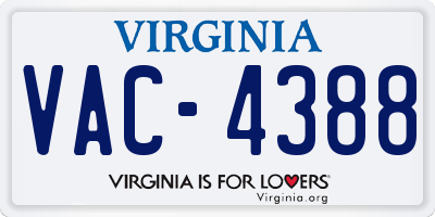 VA license plate VAC4388