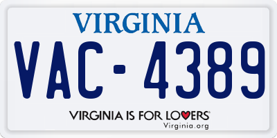 VA license plate VAC4389