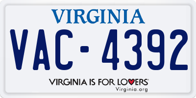 VA license plate VAC4392