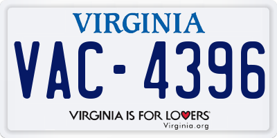 VA license plate VAC4396
