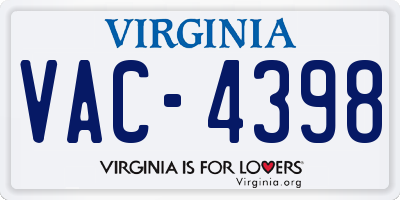VA license plate VAC4398