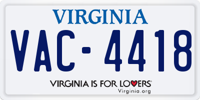 VA license plate VAC4418