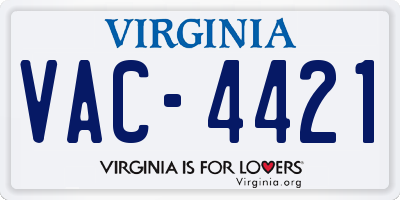 VA license plate VAC4421
