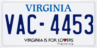 VA license plate VAC4453