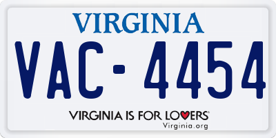VA license plate VAC4454