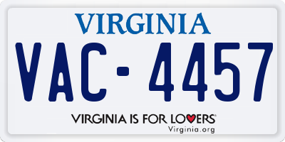 VA license plate VAC4457