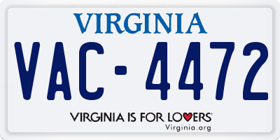 VA license plate VAC4472