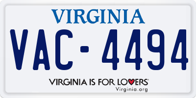 VA license plate VAC4494