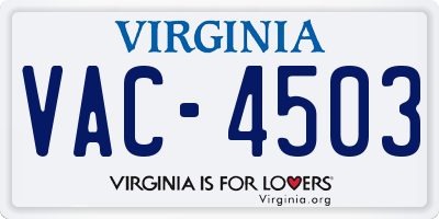 VA license plate VAC4503