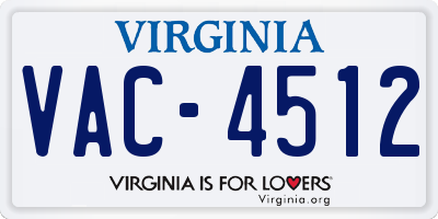 VA license plate VAC4512