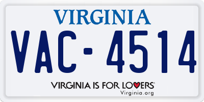 VA license plate VAC4514