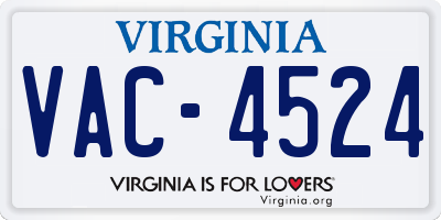 VA license plate VAC4524