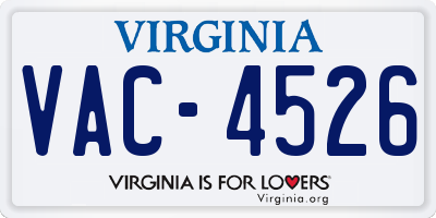 VA license plate VAC4526