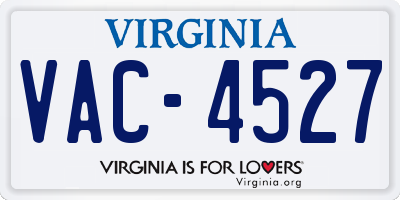 VA license plate VAC4527