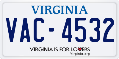 VA license plate VAC4532
