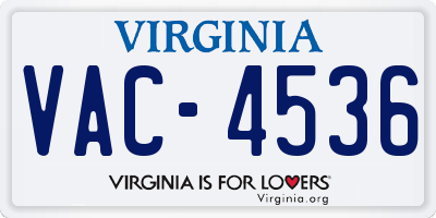 VA license plate VAC4536