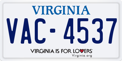 VA license plate VAC4537