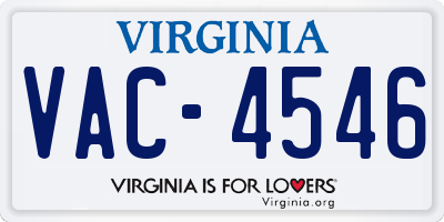 VA license plate VAC4546