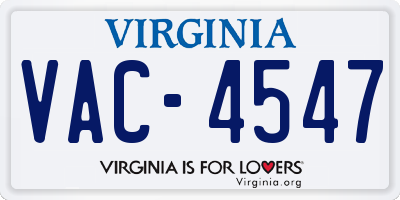 VA license plate VAC4547