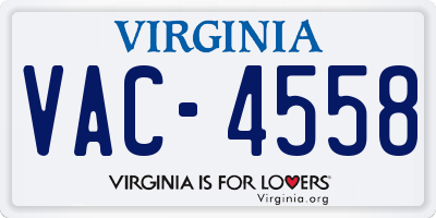 VA license plate VAC4558