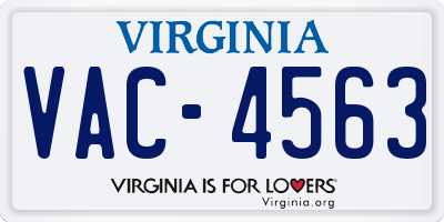 VA license plate VAC4563