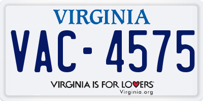 VA license plate VAC4575