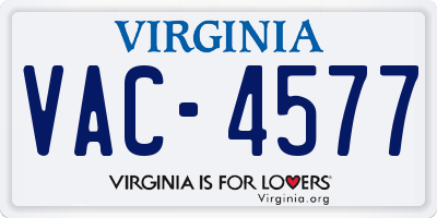 VA license plate VAC4577