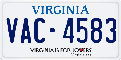 VA license plate VAC4583