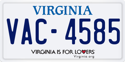 VA license plate VAC4585