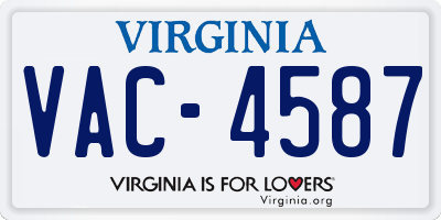 VA license plate VAC4587