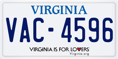 VA license plate VAC4596