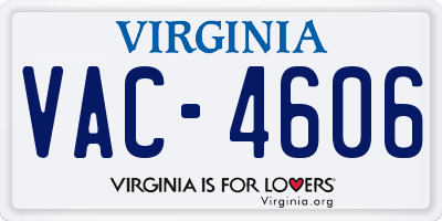 VA license plate VAC4606