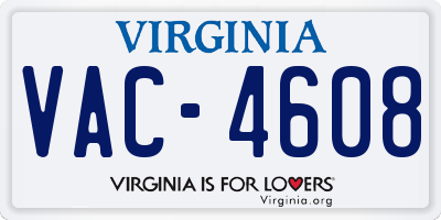 VA license plate VAC4608