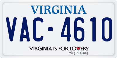VA license plate VAC4610