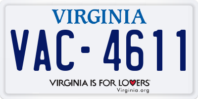 VA license plate VAC4611