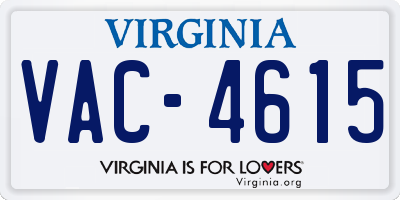 VA license plate VAC4615