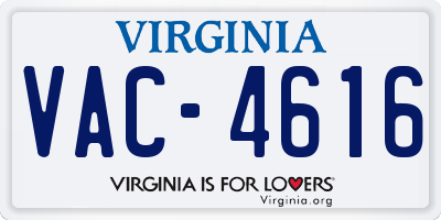 VA license plate VAC4616
