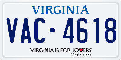 VA license plate VAC4618